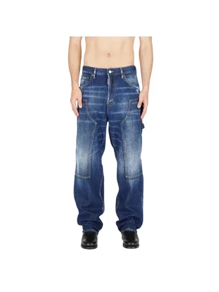 Szerokie jeansy Dsquared2 niebieskie
