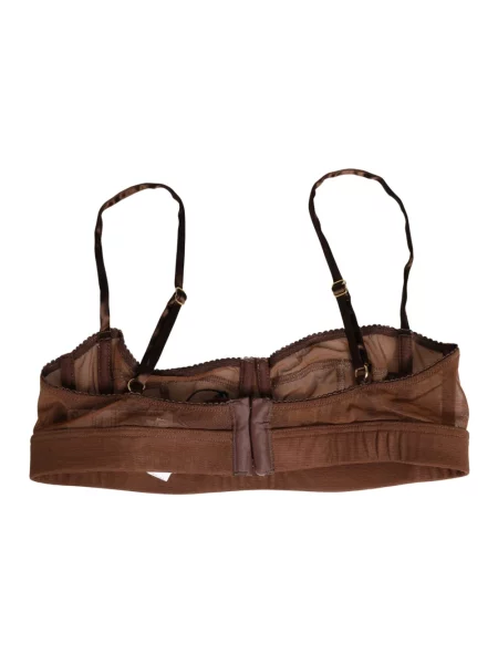 Biustonosz balkonetka Dolce And Gabbana tiulowa brązowa