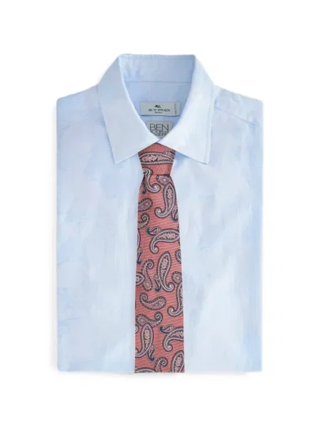Cravată Etro cu model paisley din jacard roz