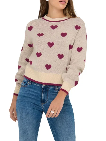 Pulover Jacqueline De Yong cu motiv cu inimi