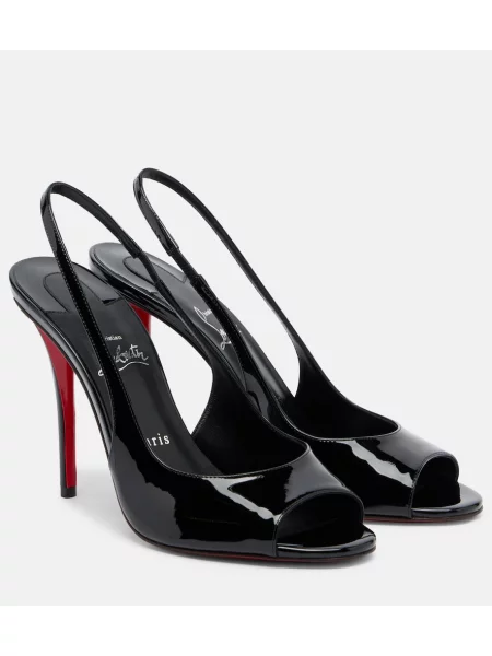 Sandale Christian Louboutin din piele de lac slingback negru