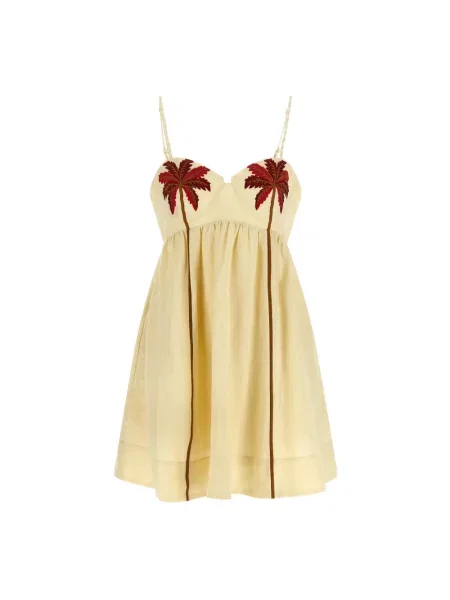 Haftowana mała sukienka mini Farm Rio garniturowa żółta