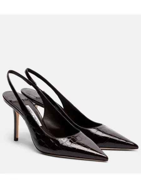 Pantofi cu toc Jimmy Choo din piele slingback bordo