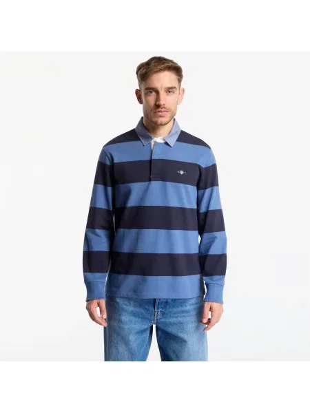 T-shirt Gant Reg Chambray Stripe Heavy Rugger Luminary Blue L niebieska