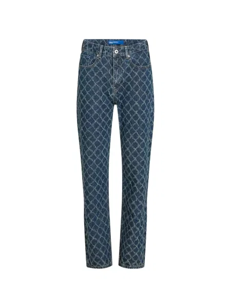 Blugi drepți Karl Lagerfeld Jeans cu model argyle albastru