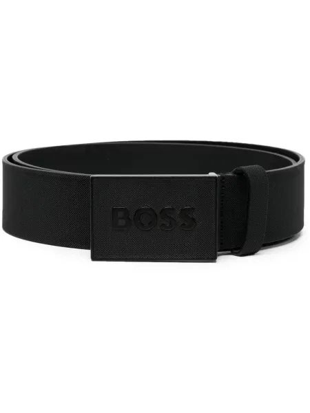 Curea Boss din piele cu autograf negru