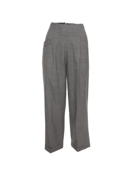 Pantaloni Sandro cu talie înaltă gri