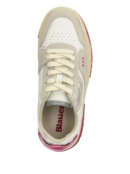 Sneakerși Blauer cu șireturi din dantelă alb