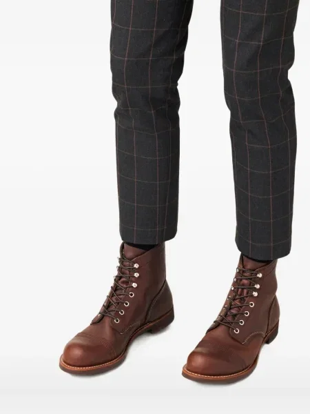 Botine Red Wing Shoes cu șireturi din piele biker roșu