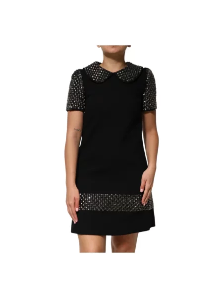 Sukienka mini Dolce And Gabbana z kołnierzem czarna