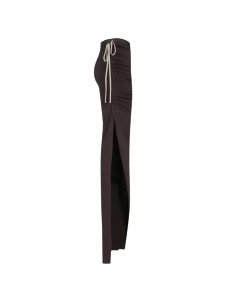 Fusta maxi Rick Owens cu volane cu cordon maro