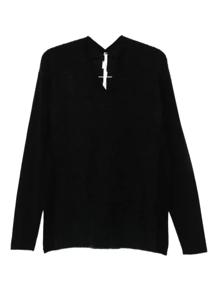 Tricou Label Under Construction cu decolteu în V negru