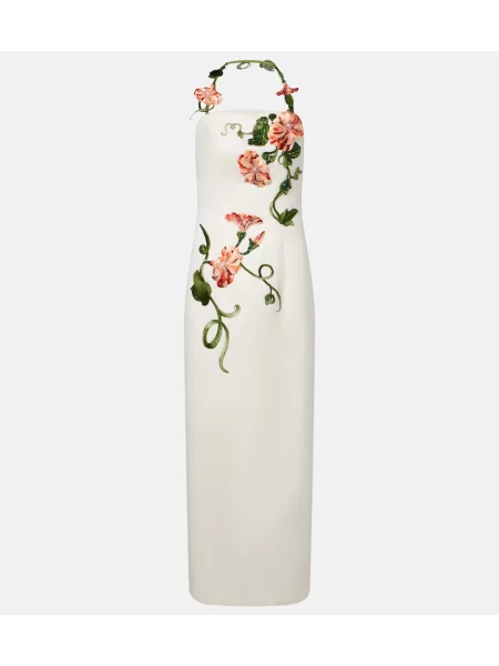 Rochie florală Leo Lin cu model floral cu gât halter alb