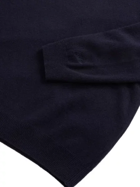 Vlněný svetr Woolrich s výstřihem do v modrý