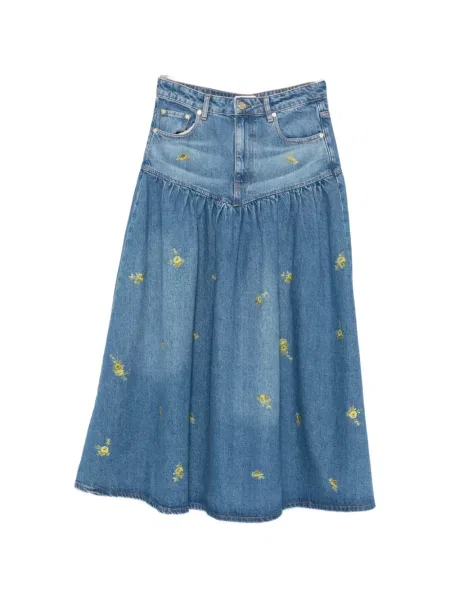 Fusta maxi Ganni cu model floral cu imagine albastru