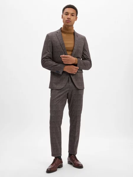 Finshley & Harding London Garnitur Brixdon Mężczyźni Slim Fit brązowy|szary|zielony|wielokolorowy w kratkę 46 szary