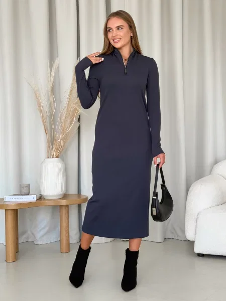 Сукня міді Merlini бавовна/поліестер сірий