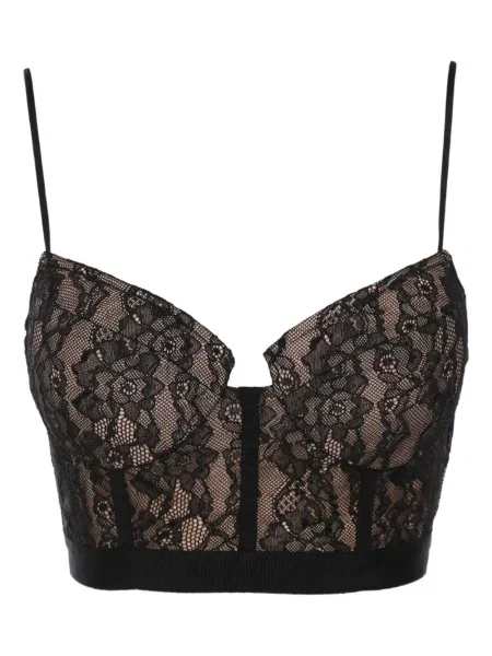 Top Simkhai w kwiatki koronkowy czarny