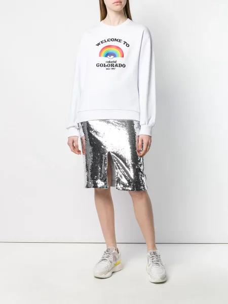Pulover Chiara Ferragni cu imagine alb