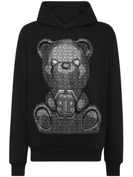 Hanorac cu glugă Philipp Plein cu imagine teddy negru