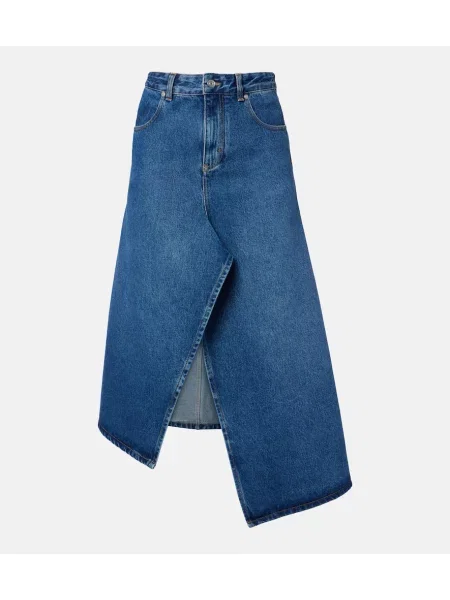 Fustă din denim Victoria Beckham asimetrică albastru