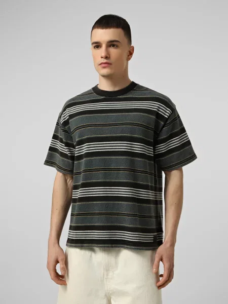 Трикотажная футболка Vans в полоску зеленая