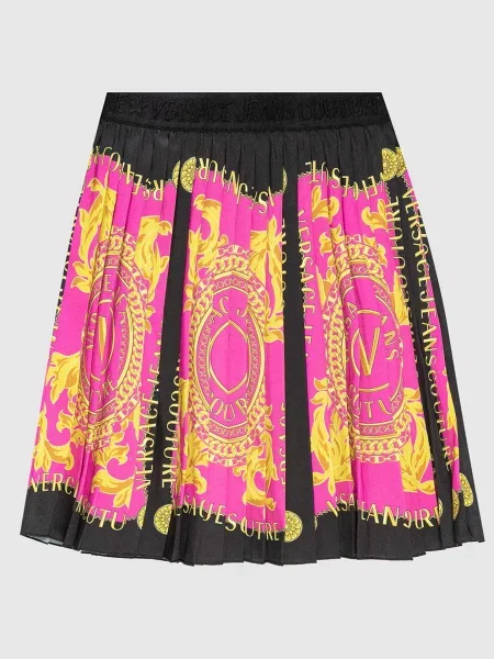 Спідниця-плісе міні в принт V-Emblem Chain Versace Jeans Couture рожева