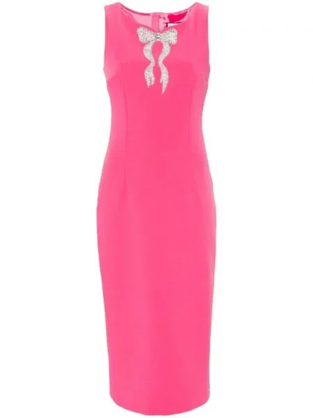 Rochie Nissa de cristal din crep de costum roz