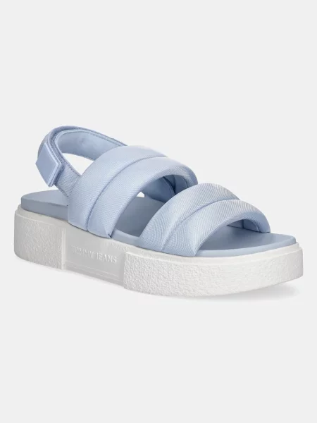 Сандали Tommy Jeans FLATFORM SANDAL с платформа синьо