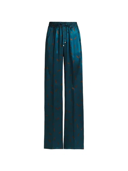 Pantaloni Kiton de mătase cu imagine cu imprimeu abstract albastru