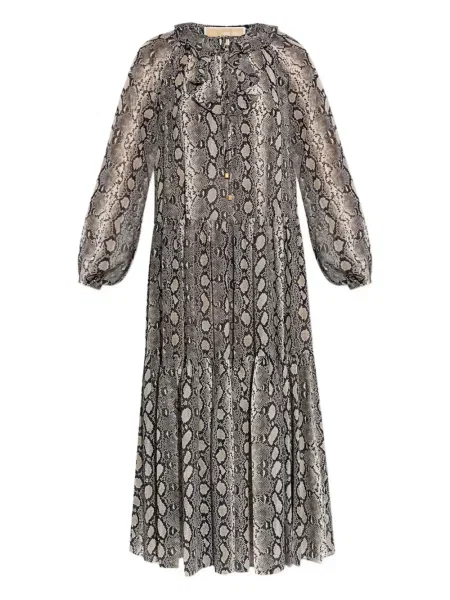 Koszulka Michael Michael Kors prążkowana z nadrukiem garniturowa niebieska