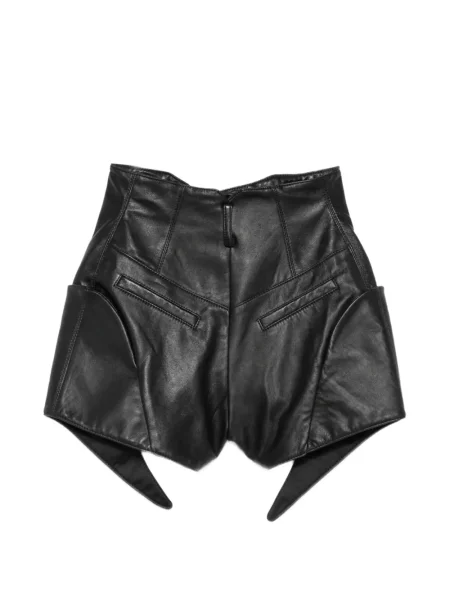 Pantaloni scurți Mitiliane Couture din piele negru