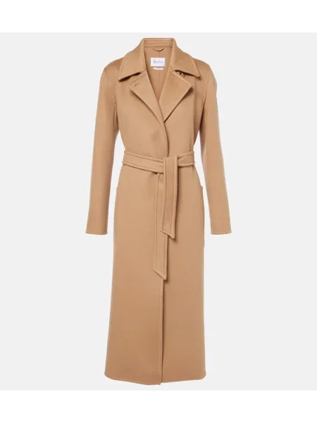 Kašmirski plašč Max Mara iz kašmirja na preklop rjava