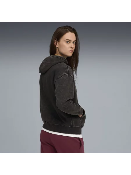 Bluza z kapturem Essentials Elevated o luźnym kroju z efektem sprania czarna
