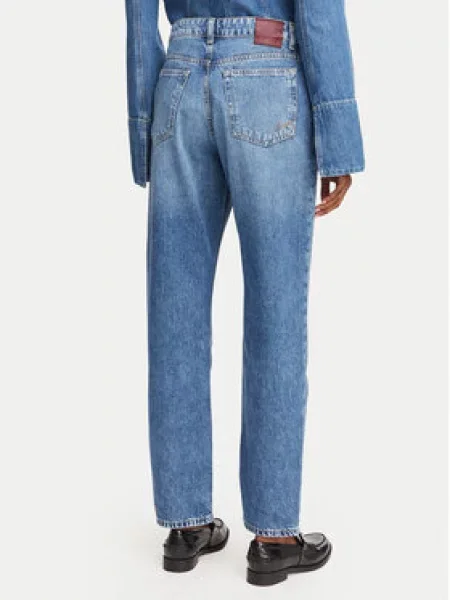 BOSS Jeans hlače Ada Mornarsko Boyfriend Fit modra