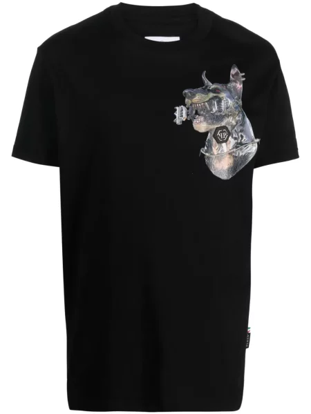 Tricou Philipp Plein cu imagine negru