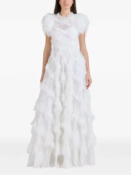 Rochie maxi Needle & Thread cu volane alb