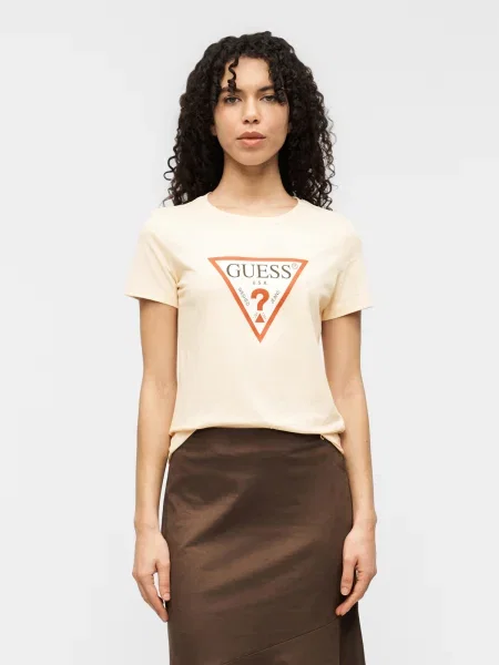 GUESS Tricou galben deschis / roșu oxid / negru / alb murdar portocaliu
