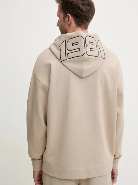 Свитер Guess с капюшоном с аппликацией бежевый