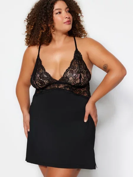 Cămașă de noapte Trendyol negru