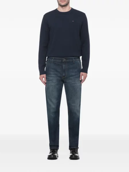 Pulover Tommy Hilfiger cu broderie cu decolteu rotund albastru