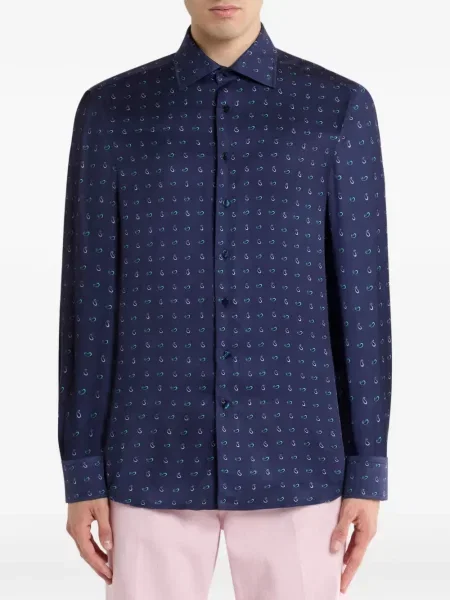 Cămașă Etro cu imagine cu model paisley albastru