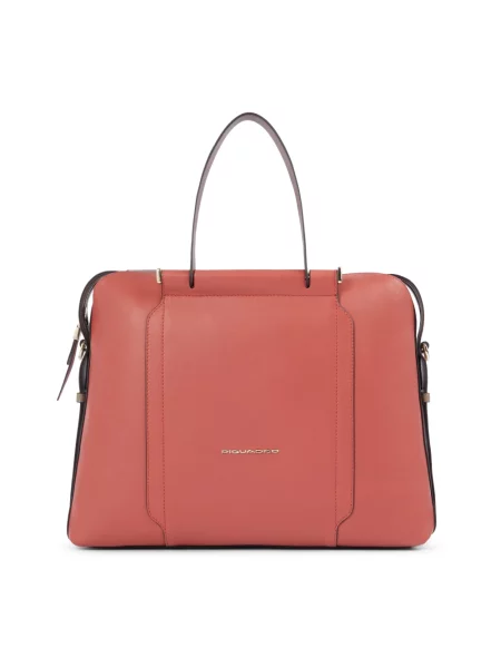 Torba na laptopa Piquadro skórzana różowa