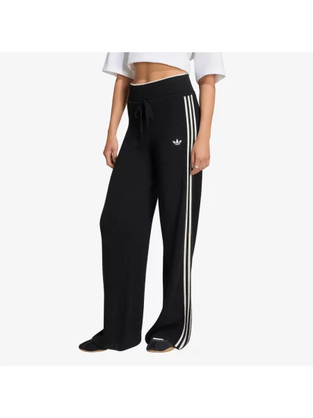 Pantaloni de trening adidas Firebird Chunky Knit Trackpant Black/ Chalk White S alb