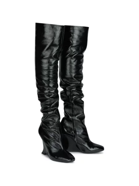 Cizme Balmain din piele cu pană negru