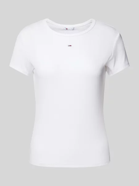 T-shirt o kroju slim fit z wyhaftowanym logo Tommy Hilfiger biała