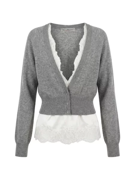 Cardigan Ermanno Scervino din dantelă gri