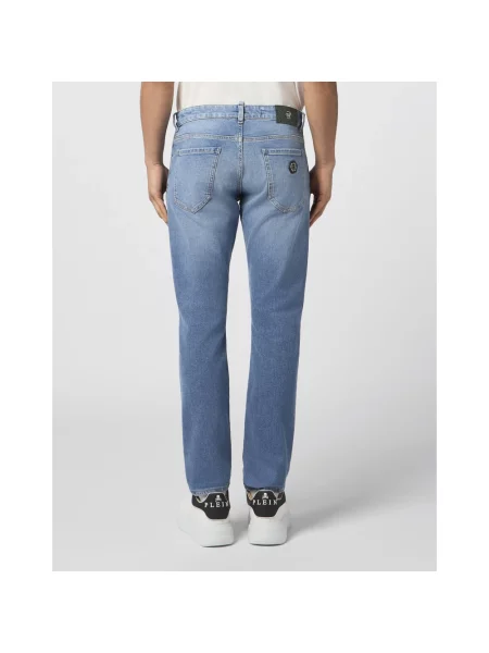 Jeansy straight leg Philipp Plein niebieskie
