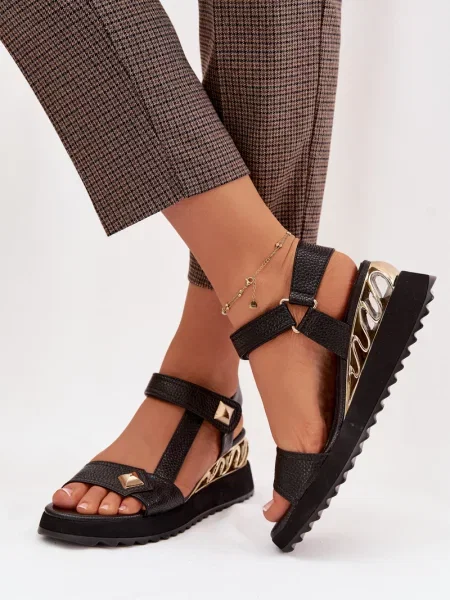 Sandale D&a din piele cu platformă negru