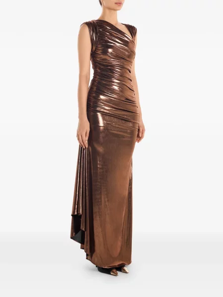 Rochie Post Meridiem asimetrică de costum maro